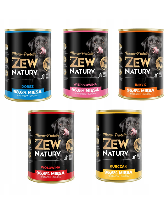 20 x Mokra Karma Mix Smaków 400g Mono-Protein Dla Psa Zew Natury