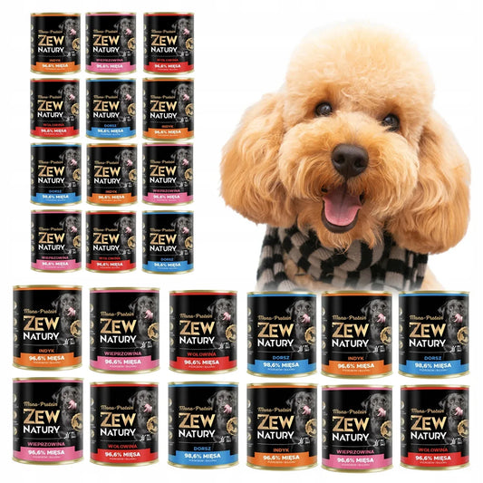 24 x Mokra Karma Mix Smaków 800g MONO-PROTIN BEZ KURCZAKA Dla Psa Zew Natury - Zew Natury