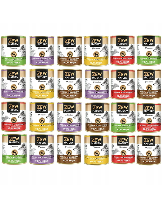 24 x Mokra Karma Mix smaków 800g PREMIUM Dla Psa Zew Natury