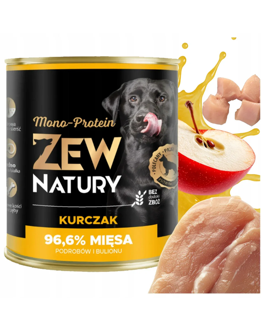 10 x Mokra Karma z Kurczakiem 800g MONO-PROTEIN Dla psa Zew Natury