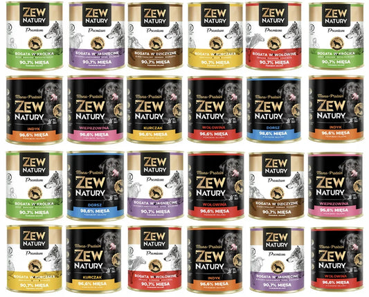 24 x Mokra Karma Mix smaków 800g PREMIUM MONO-PROTEIN Dla Psa Zew Natury - Zew Natury