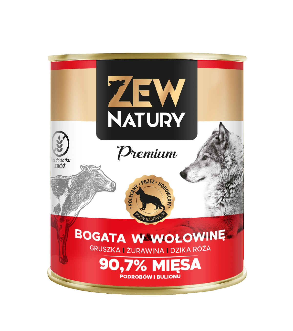 Karma mokra dla psa Zew Natury PREMIUM bogata w wołowinę puszka 800g