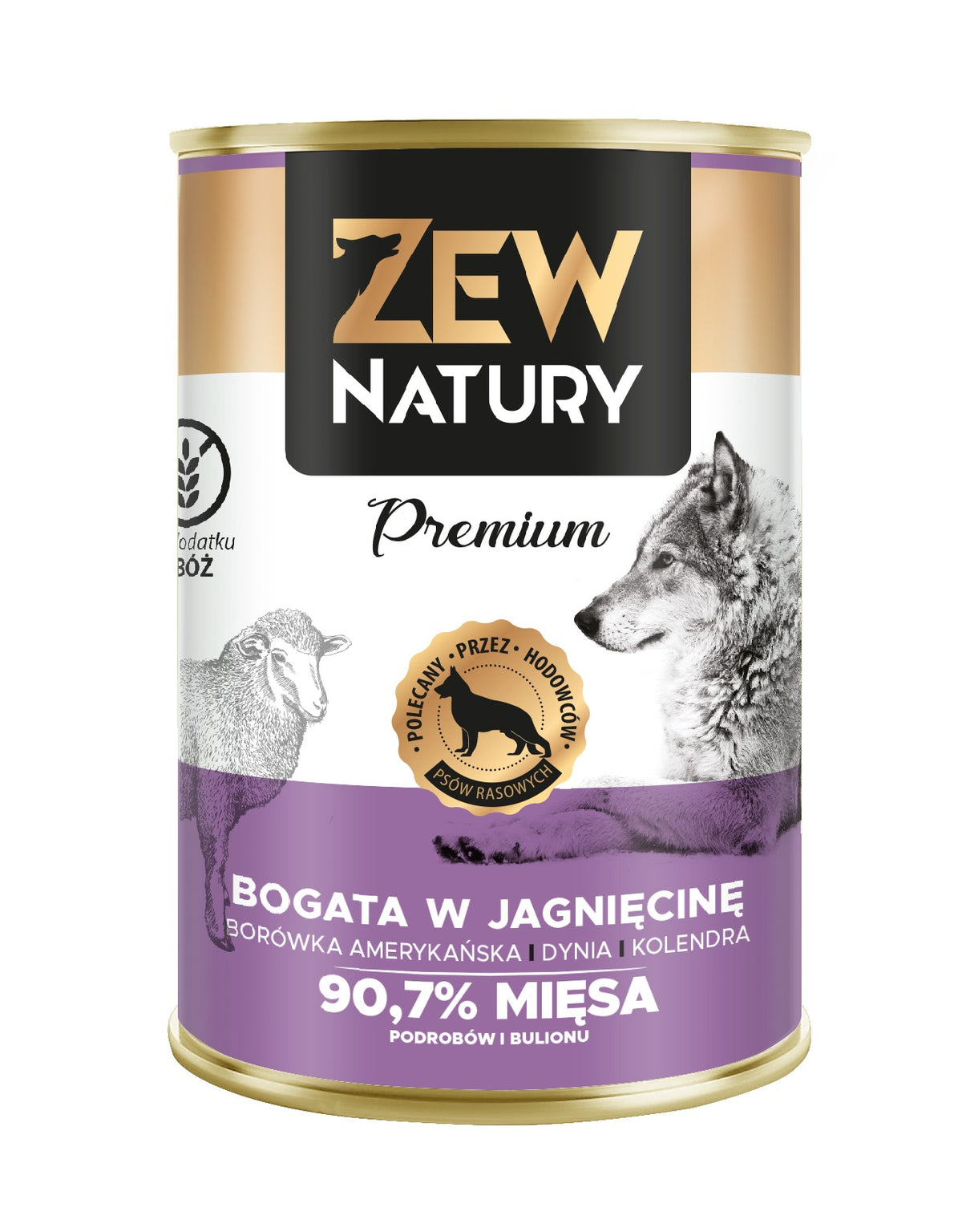 Karma mokra dla psa Zew Natury PREMIUM bogata w jagnięcinę puszka 400g