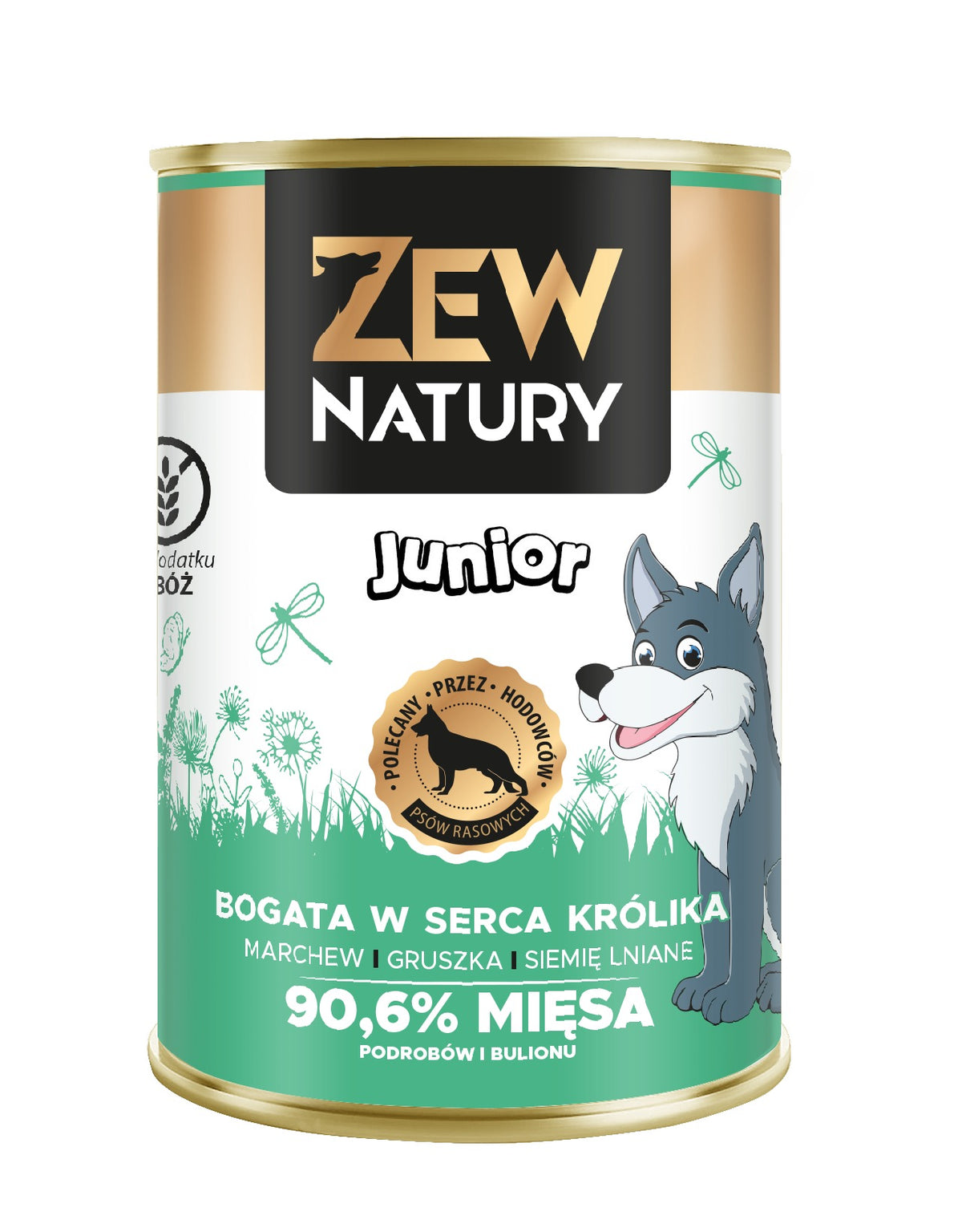 Karma mokra dla psa Zew Natury JUNIOR bogata w serca królika puszka 400g