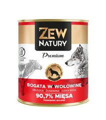 Karma mokra dla psa Zew Natury PREMIUM bogata w wołowinę puszka 800g
