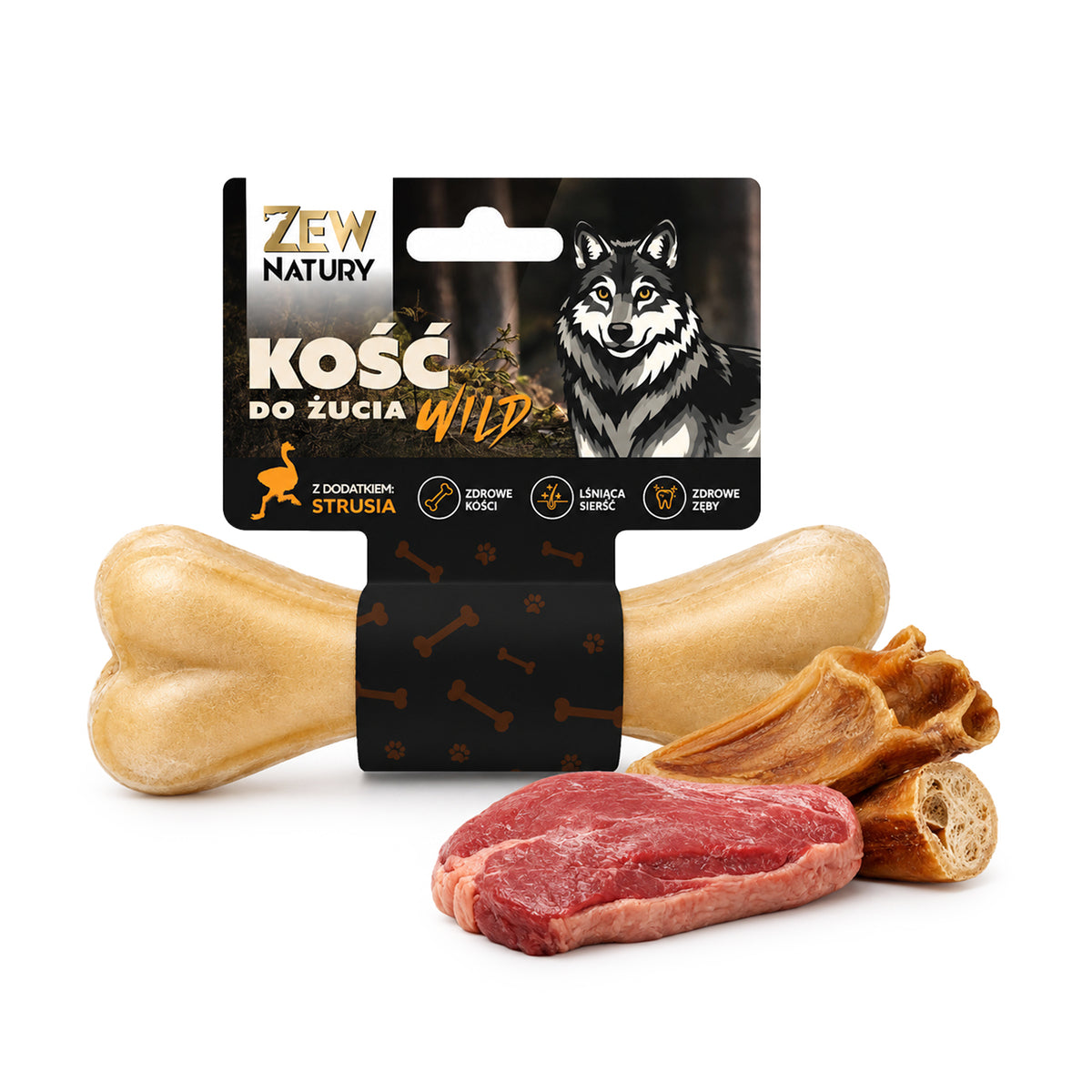 Kość do żucia ze strusiem dla psa 12 cm — Zew Natury