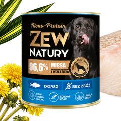 10 x Karma Mokra z Dorszem 800g dla Dorosłych Psów Mono-Protein ZEW NATURY