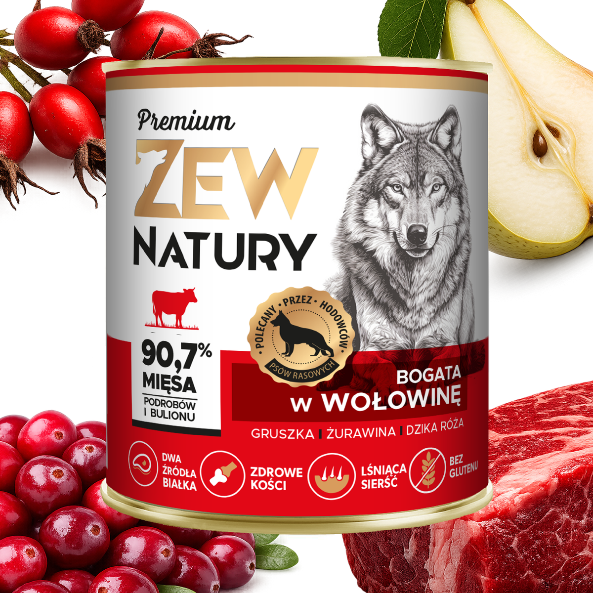 Mokra karma Wołowina z Wieprzowiną Premium dla psa 800 g