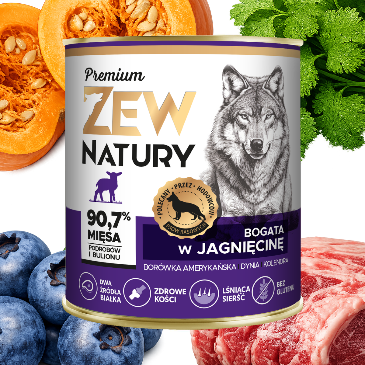 10 × Mokra karma Jagnięcina z Wieprzowiną Premium dla psa 800 g