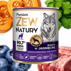 10 x Mokra Karma Bogata w Jagnięcinę 800g  PREMIUM Dla Psa Zew Natury