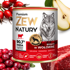 10 x Mokra Karma Bogata w Wołowinę  800g dla Dorosłych Psów ZEW NATURY