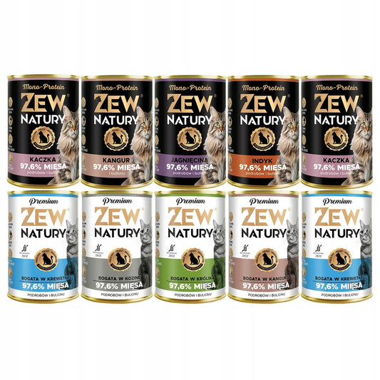 10 x Mokra Karma Mix Smaków 400g Premium Bogata W Mix Mono-Protein Dla Kota Zew Natury - Zew Natury