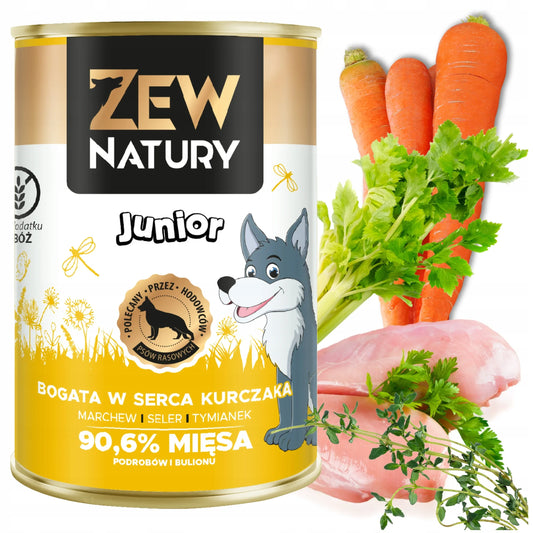 Mokra Karma Serca z Kurczaka 400 g JUNIOR dla Psa Zew Natury - Zew Natury