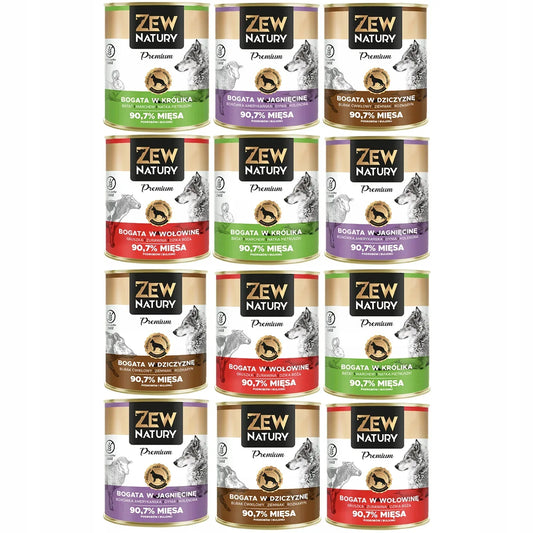 12 x Mokra Karma Mix smaków 800g PREMIUM BEZ KURCZAKA Dla Psa Zew Natury - Zew Natury