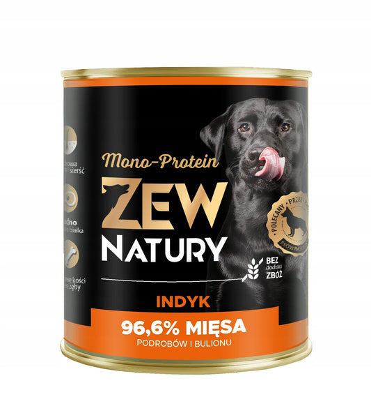 10 x Mokra Karma z Indykiem 800g MONO-PROTEIN Dla psa Zew Natury - Zew Natury