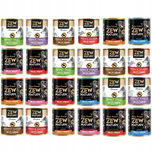 24 x Mokra Karma Mix Smaków 800g MONO-PROTEIN Bez Kurczaka Dla Psa Zew Natury PREMIUM - Zew Natury