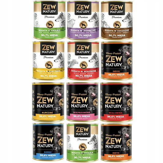 12 x Mokra Karma Mix smaków 800g MONO-PROTEIN PREMIUM Dla Psa Zew Natury - Zew Natury