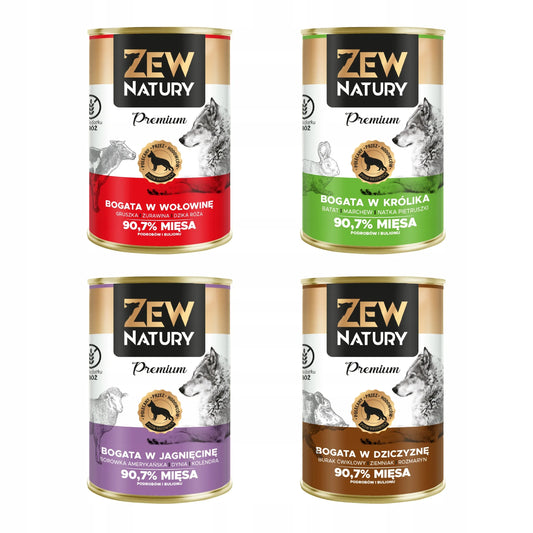 10 x Mokra Karma Mix smaków 400g PREMIUM BEZ KURCZAKA Dla Psa Zew Natury - Zew Natury