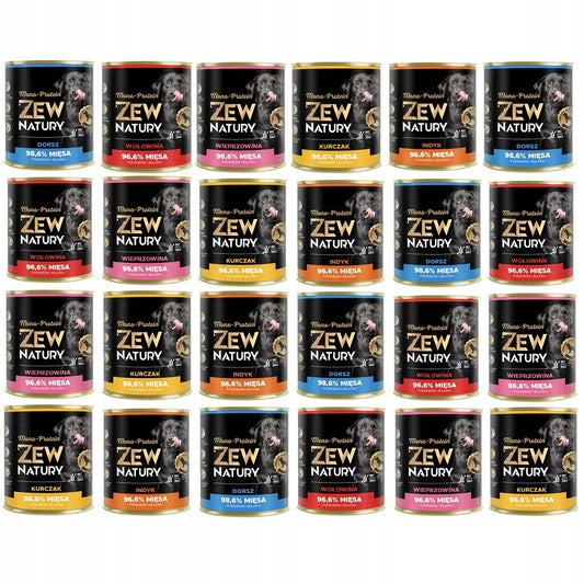 24 x Mokra Karma Mix Smaków 800g MONO-PROTEIN Hipoalergiczna Dla Psa Zew Natury - Zew Natury