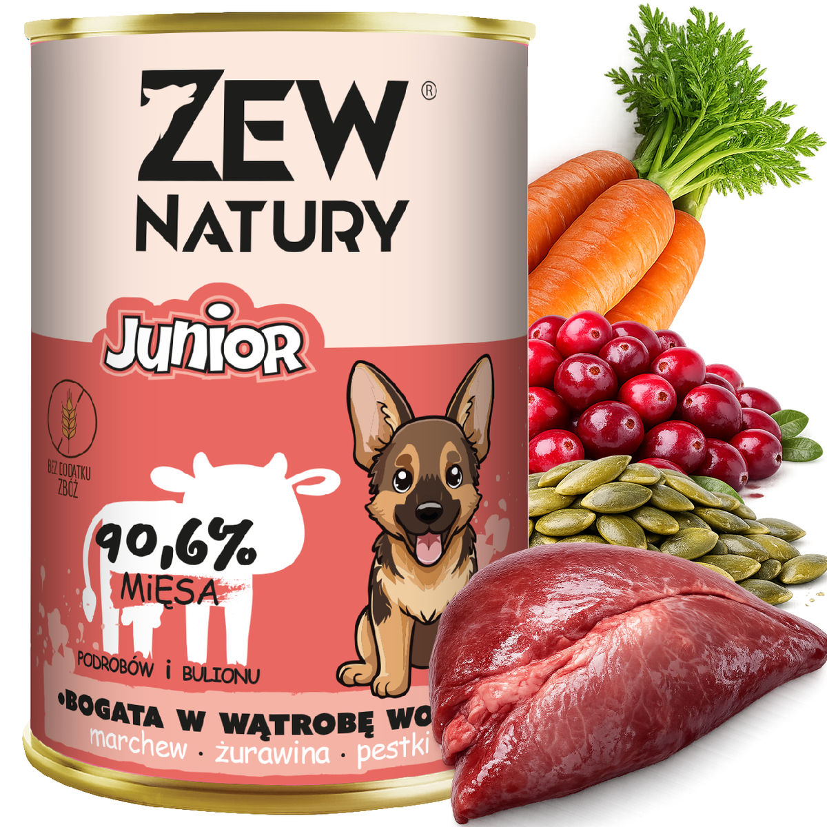 Mokra Karma Bogata w Wątrobę Wołową 400g JUNIOR dla Psa Zew Natury