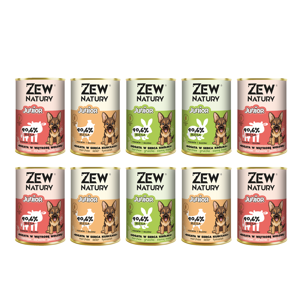 10 x Mokra Karma Mix Smaków 400 g JUNIOR Dla Psa Zew Natury