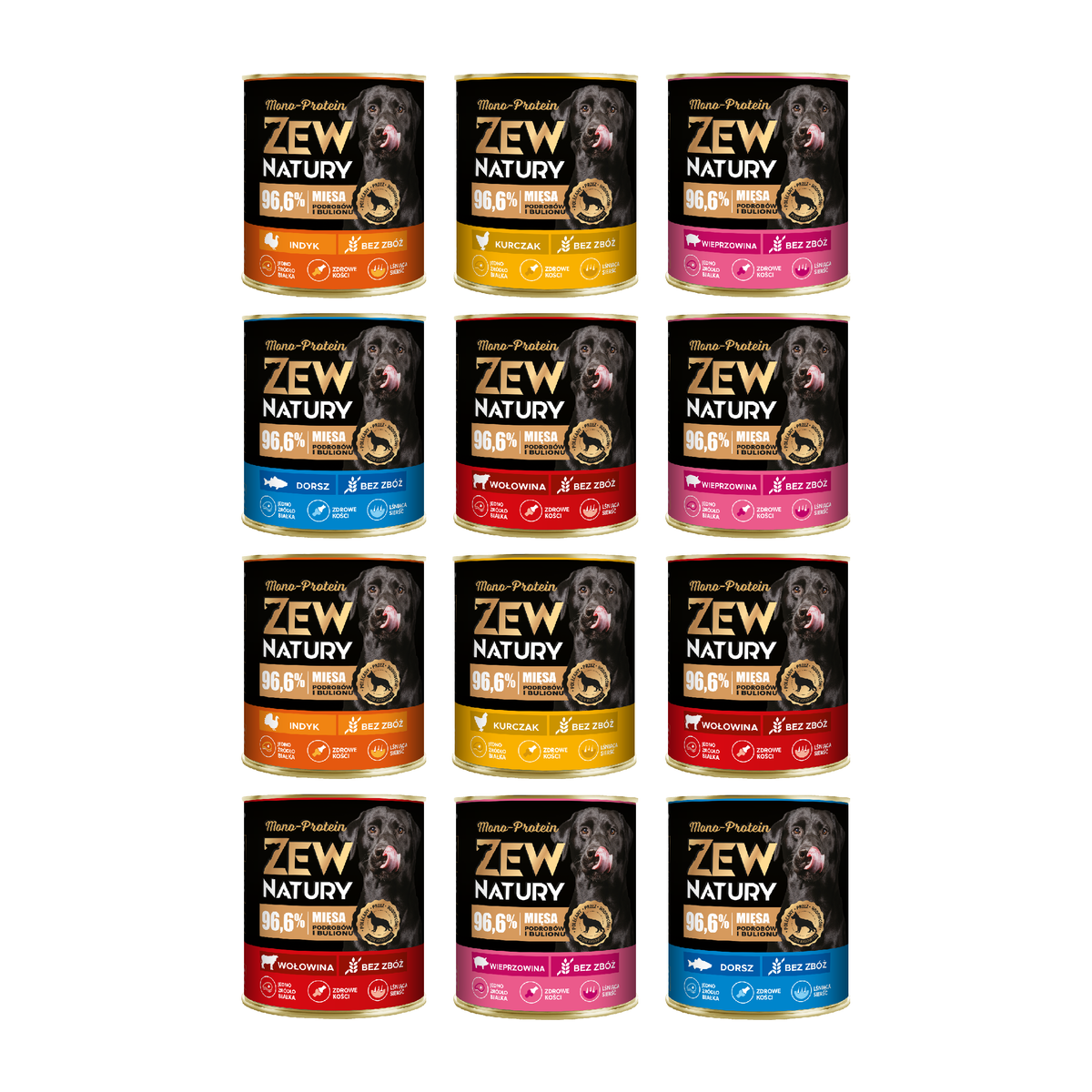 12 x Mokra Karma Mix Smaków 800g MONO-PROTEIN Hipoalergiczna Dla Psa Zew Natury