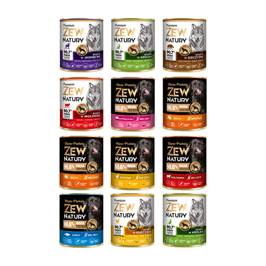 12 x Mokra Karma Mix smaków 800g MONO-PROTEIN PREMIUM Dla Psa Zew Natury