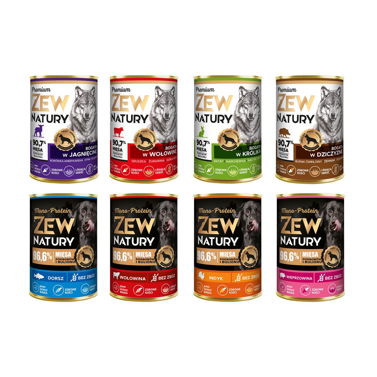 10x Mokra Karma Mix Smaków 400g BEZ KURCZAKA Mono+Premium Dla Psa Zew Natury