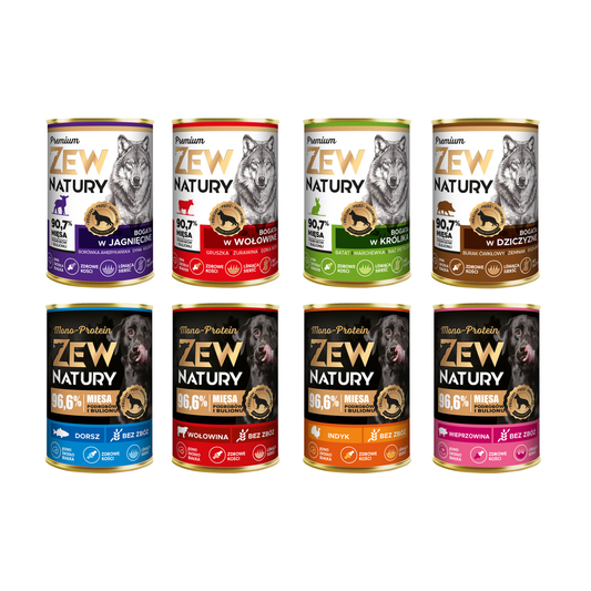 10x Mokra Karma Mix Smaków 400g BEZ KURCZAKA Mono+Premium Dla Psa Zew Natury