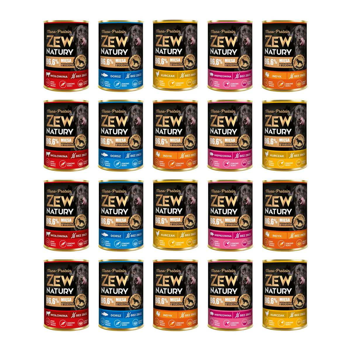 20 x Mokra Karma Mix Smaków 400g Mono-Protein Dla Psa Zew Natury
