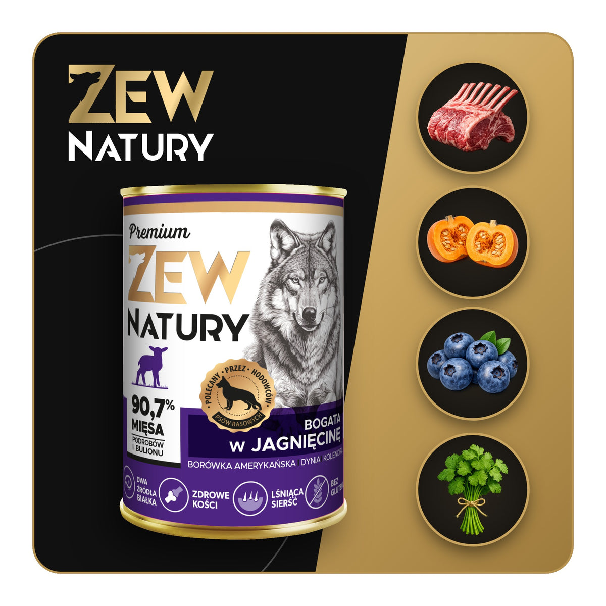 10 × Mokra karma Jagnięcina z Wieprzowiną Premium dla psa 400 g