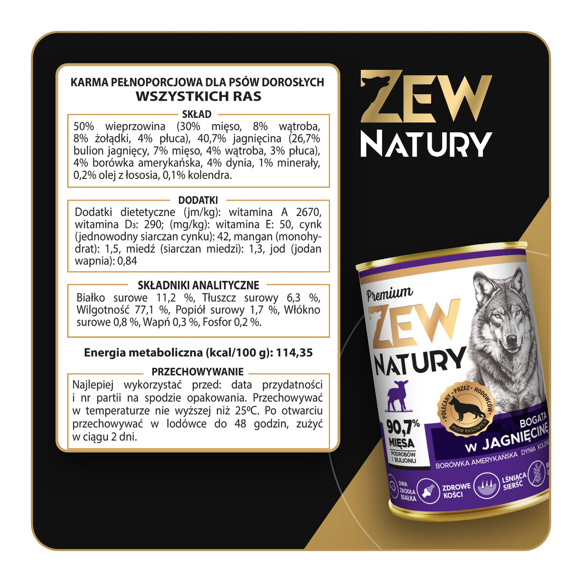 10 × Mokra karma Jagnięcina z Wieprzowiną Premium dla psa 400 g