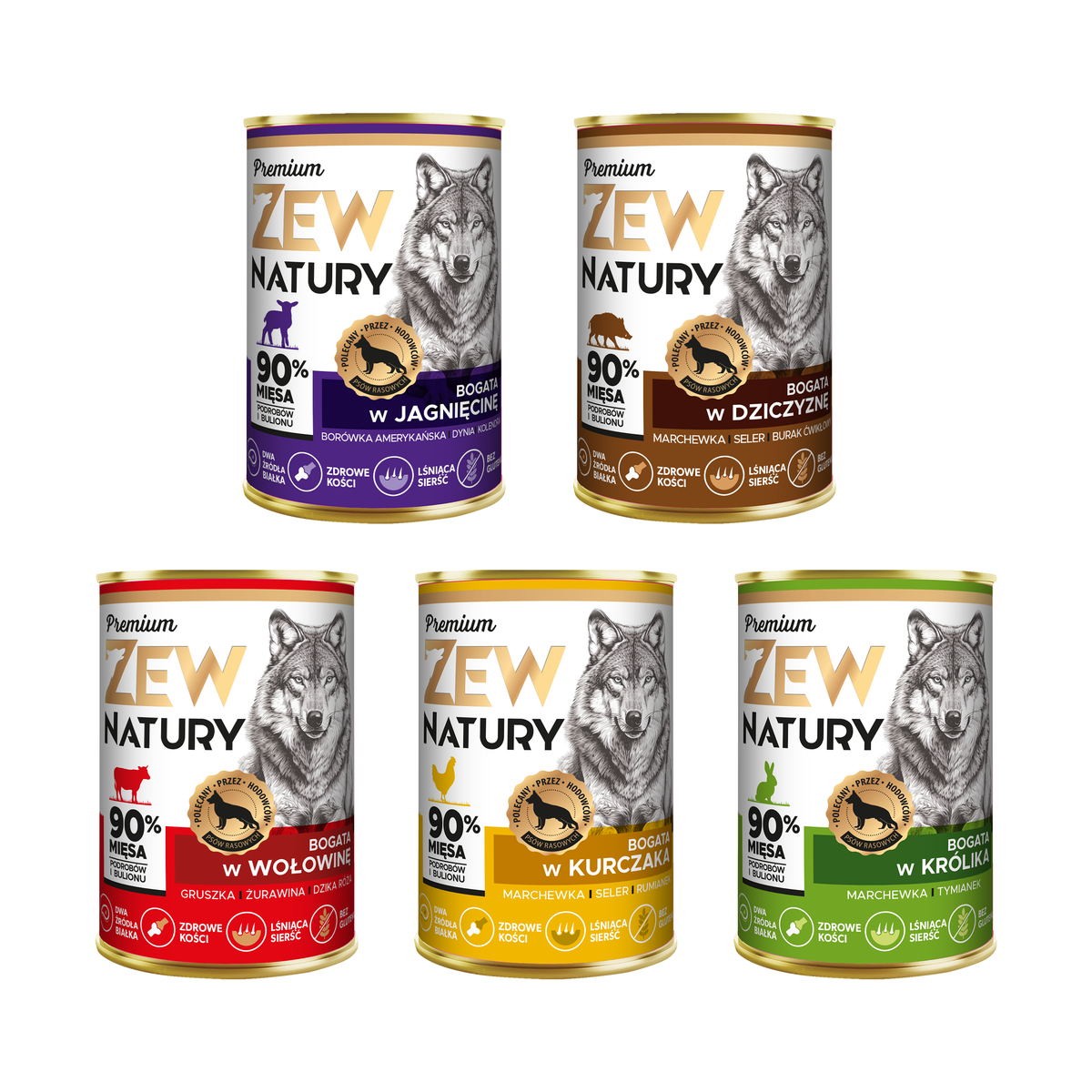 12 x Mokra Karma Mix smaków 400g PREMIUM BEZ RYBY Dla Psa Zew Natury