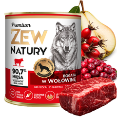 10 x Mokra Karma Bogata w Wołowinę  800g dla Dorosłych Psów ZEW NATURY