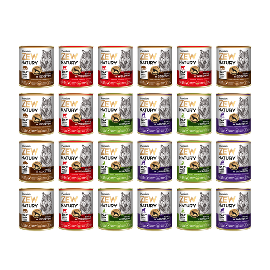 24 x Mokra Karma Mix smaków 800g PREMIUM BEZ KURCZAKA Dla Psa Zew Natury