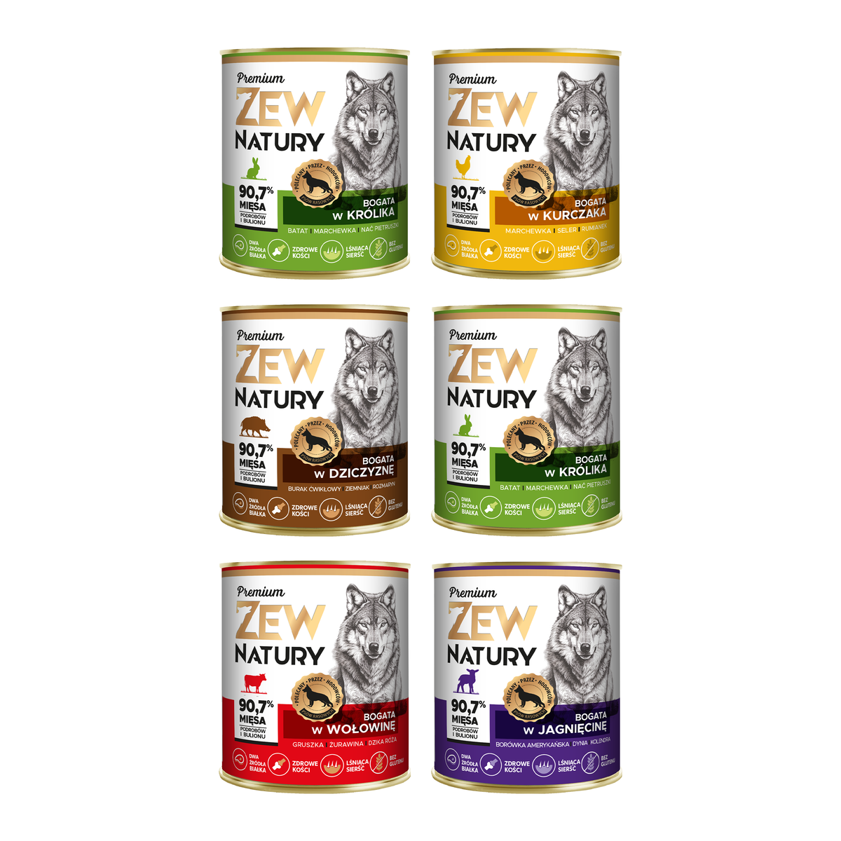 6 x Mokra Karma Mix smaków 800g PREMIUM Dla Psa Zew Natury