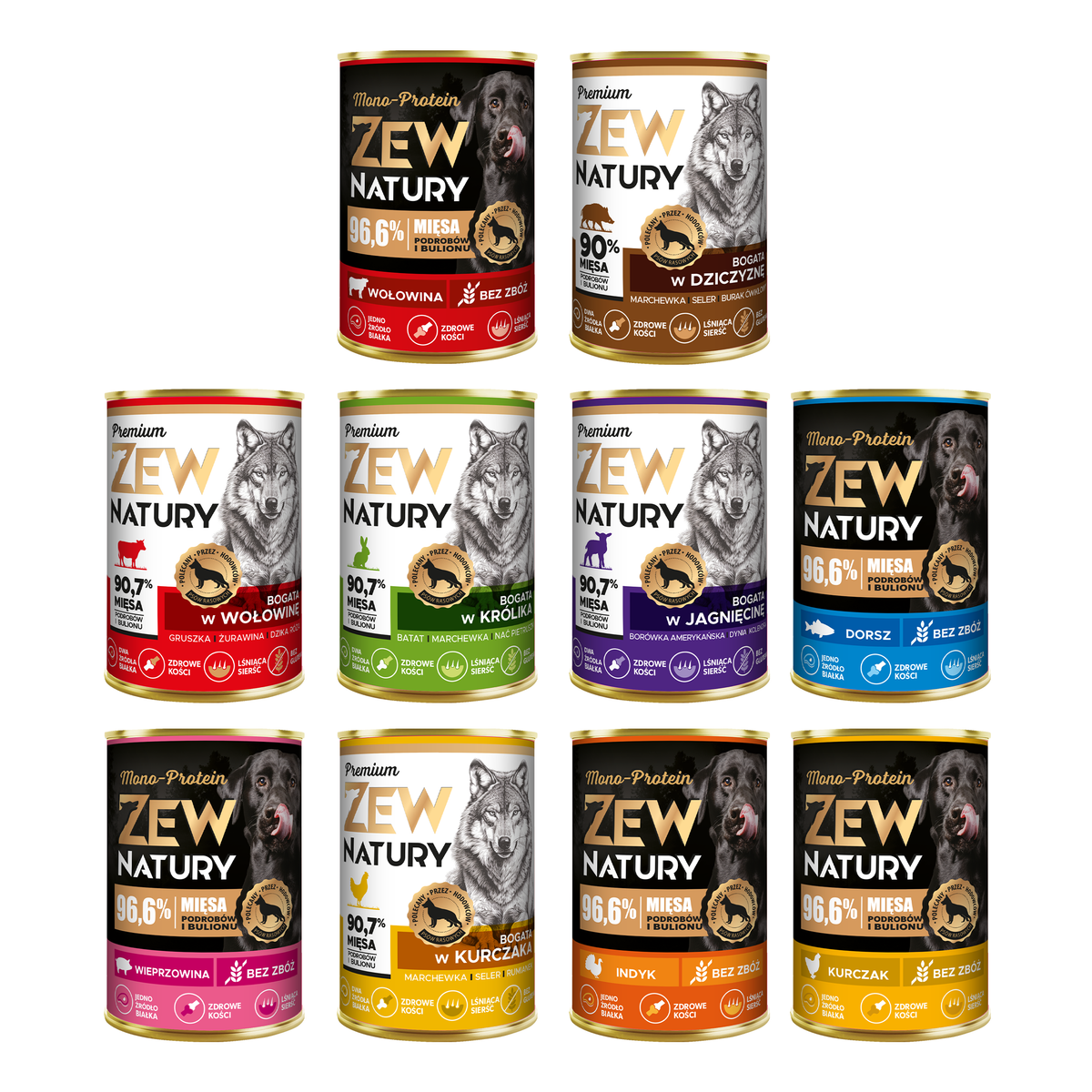 10 x Mokra Karma Mix Smaków 400g Mono+Premium Dla Psa Zew Natury