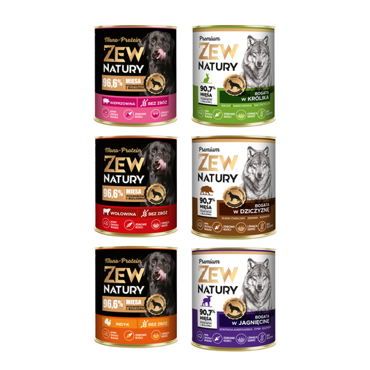 6 x Mokra Karma Mix Smaków 800g Bez Kurczaka PREMIUM MONO-PROTEIN  Dla Psa Zew Natury